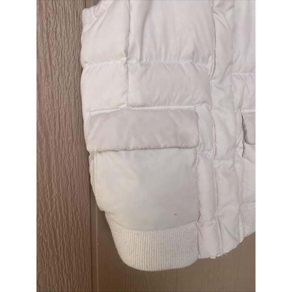 Vintage Y2K The Gap Ivory Cream Puffer Vest Goose Down Stow Hood Hoodie Small - Picture 2 of 16